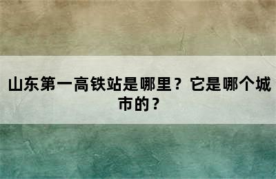 山东第一高铁站是哪里？它是哪个城市的？