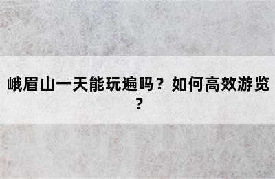 峨眉山一天能玩遍吗？如何高效游览？