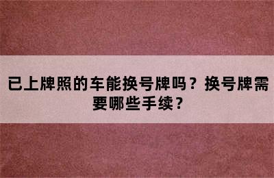 已上牌照的车能换号牌吗？换号牌需要哪些手续？