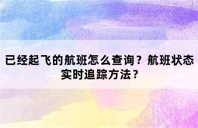 已经起飞的航班怎么查询？航班状态实时追踪方法？
