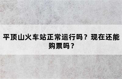 平顶山火车站正常运行吗？现在还能购票吗？