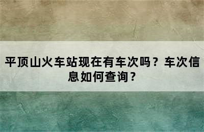 平顶山火车站现在有车次吗？车次信息如何查询？