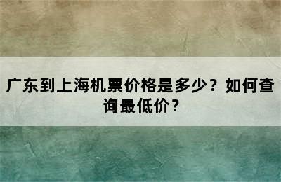 广东到上海机票价格是多少？如何查询最低价？