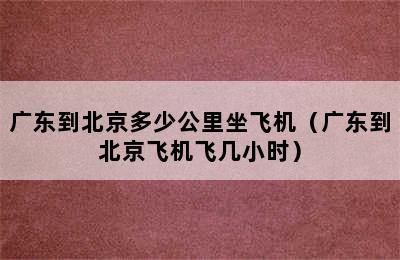 广东到北京多少公里坐飞机（广东到北京飞机飞几小时）