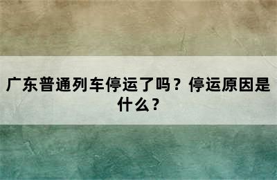 广东普通列车停运了吗？停运原因是什么？