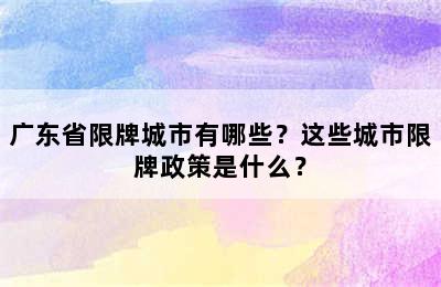 广东省限牌城市有哪些？这些城市限牌政策是什么？