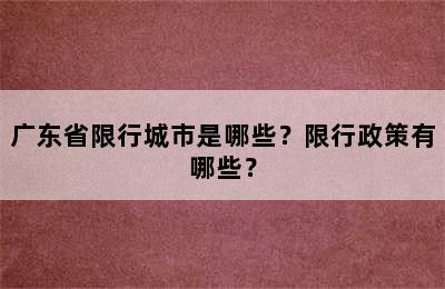 广东省限行城市是哪些？限行政策有哪些？