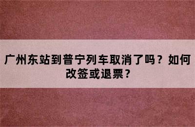 广州东站到普宁列车取消了吗？如何改签或退票？