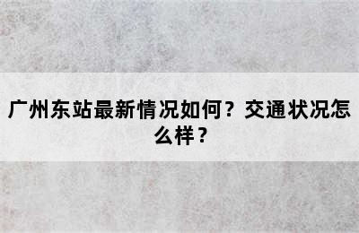 广州东站最新情况如何？交通状况怎么样？