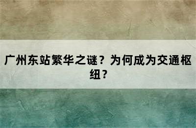 广州东站繁华之谜？为何成为交通枢纽？