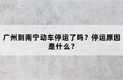 广州到南宁动车停运了吗？停运原因是什么？