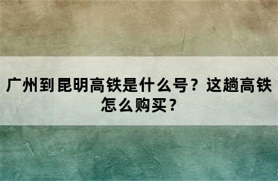 广州到昆明高铁是什么号？这趟高铁怎么购买？