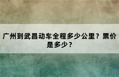 广州到武昌动车全程多少公里？票价是多少？