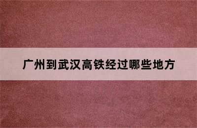 广州到武汉高铁经过哪些地方