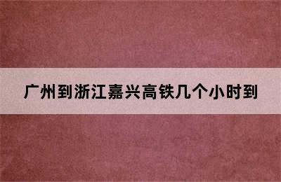 广州到浙江嘉兴高铁几个小时到