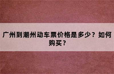 广州到潮州动车票价格是多少？如何购买？