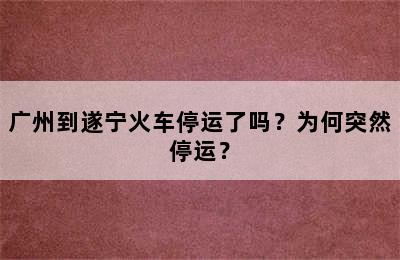 广州到遂宁火车停运了吗？为何突然停运？