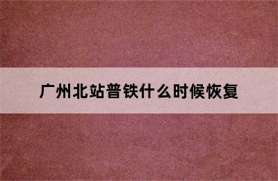 广州北站普铁什么时候恢复