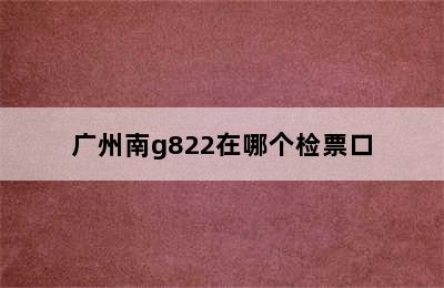 广州南g822在哪个检票口