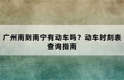 广州南到南宁有动车吗？动车时刻表查询指南