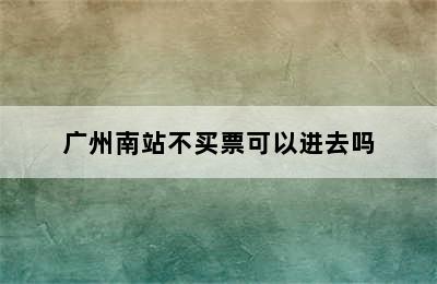 广州南站不买票可以进去吗