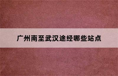 广州南至武汉途经哪些站点