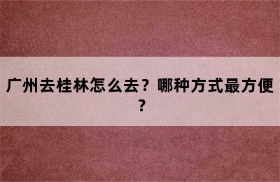 广州去桂林怎么去？哪种方式最方便？