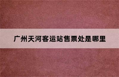 广州天河客运站售票处是哪里