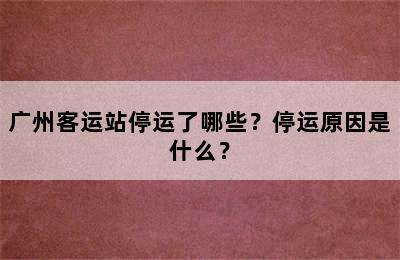 广州客运站停运了哪些？停运原因是什么？