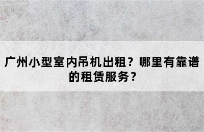 广州小型室内吊机出租？哪里有靠谱的租赁服务？