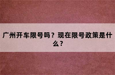 广州开车限号吗？现在限号政策是什么？