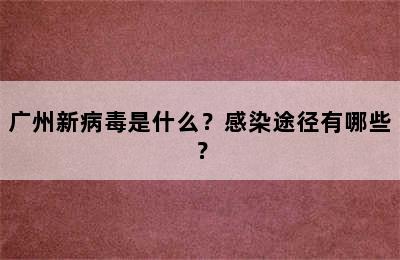 广州新病毒是什么？感染途径有哪些？
