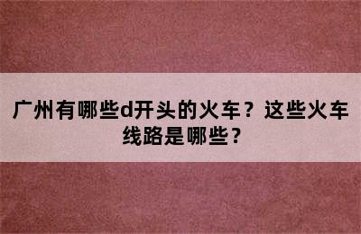 广州有哪些d开头的火车？这些火车线路是哪些？