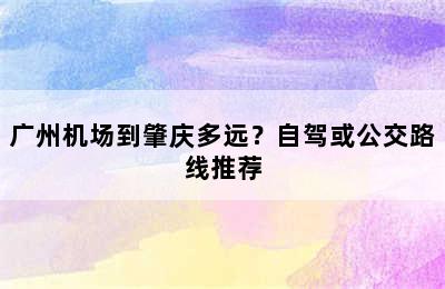 广州机场到肇庆多远？自驾或公交路线推荐