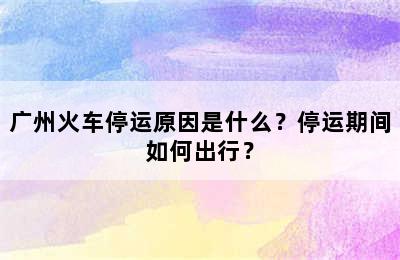 广州火车停运原因是什么？停运期间如何出行？