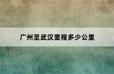 广州至武汉里程多少公里