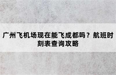 广州飞机场现在能飞成都吗？航班时刻表查询攻略