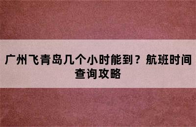 广州飞青岛几个小时能到？航班时间查询攻略