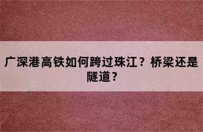 广深港高铁如何跨过珠江？桥梁还是隧道？
