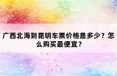 广西北海到昆明车票价格是多少？怎么购买最便宜？