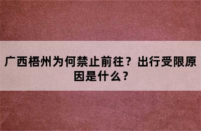 广西梧州为何禁止前往？出行受限原因是什么？