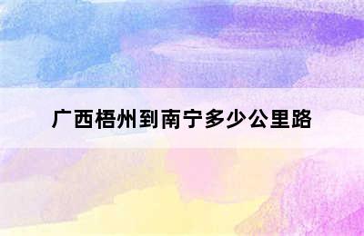 广西梧州到南宁多少公里路