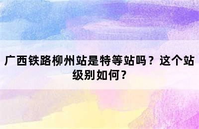 广西铁路柳州站是特等站吗？这个站级别如何？