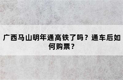 广西马山明年通高铁了吗？通车后如何购票？