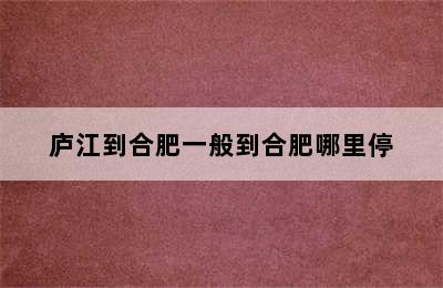 庐江到合肥一般到合肥哪里停