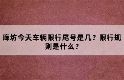 廊坊今天车辆限行尾号是几？限行规则是什么？