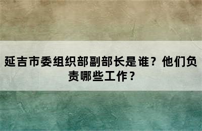 延吉市委组织部副部长是谁？他们负责哪些工作？