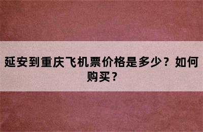 延安到重庆飞机票价格是多少？如何购买？