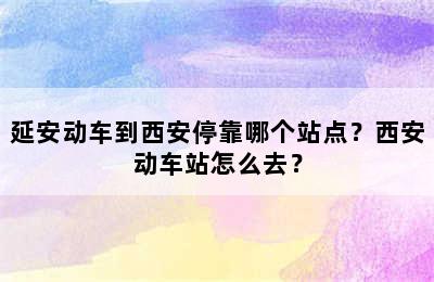 延安动车到西安停靠哪个站点？西安动车站怎么去？