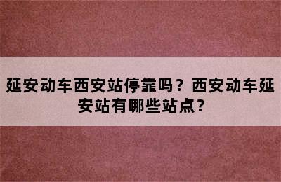 延安动车西安站停靠吗？西安动车延安站有哪些站点？